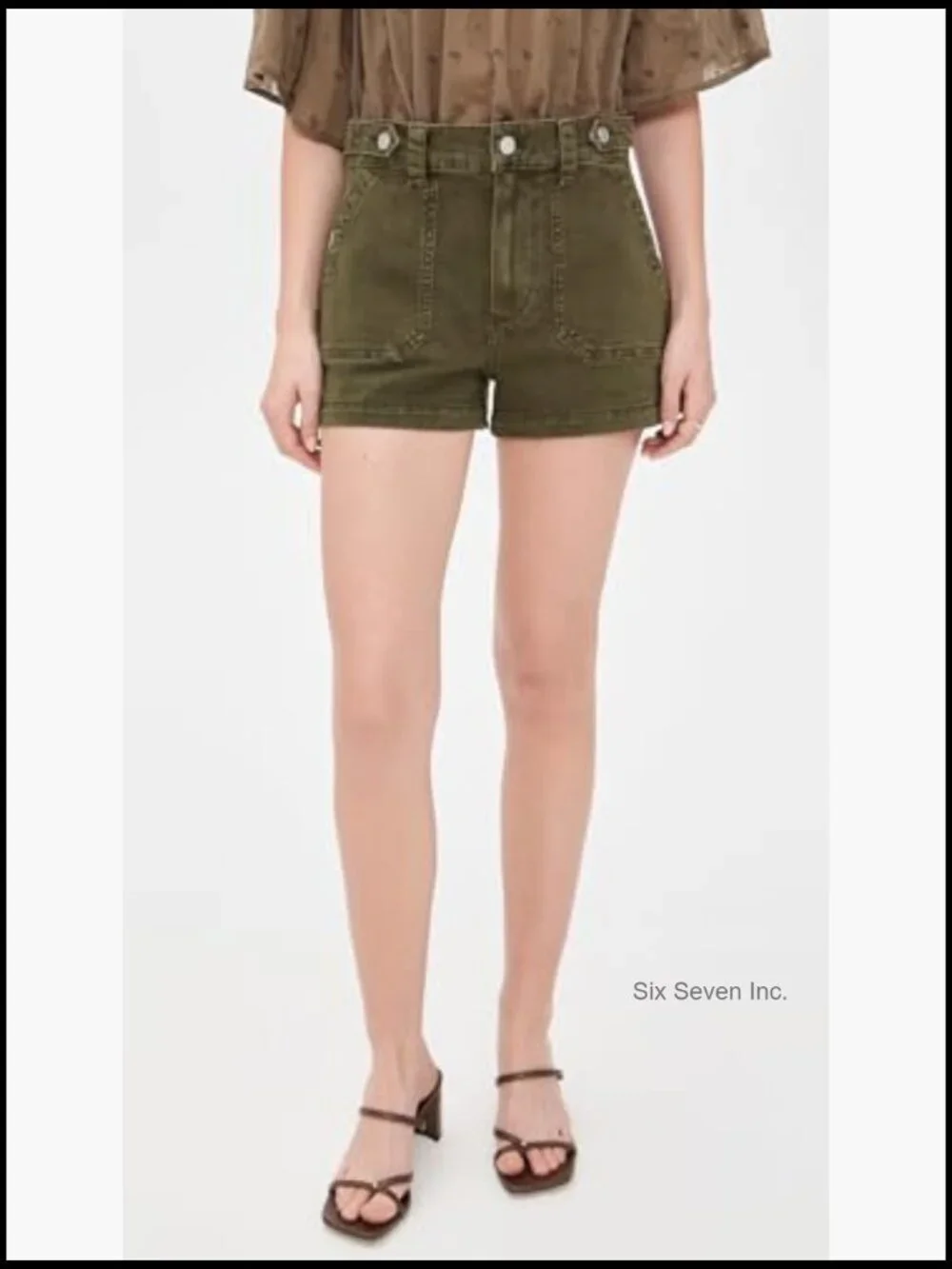 Mid-weight Stretch Denim Shorts with Adjustable Button Tabs